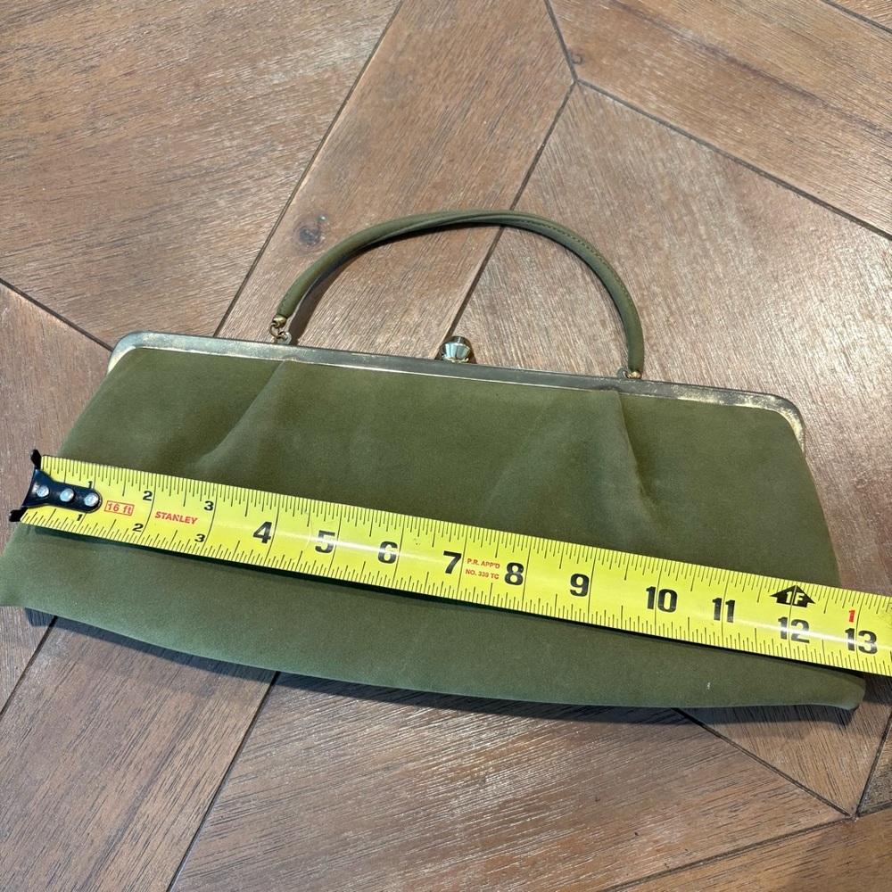 Andé Vintage Handbag Women’s Small Olive Green Evening Clutch Purse Formal - Picture 9 of 10